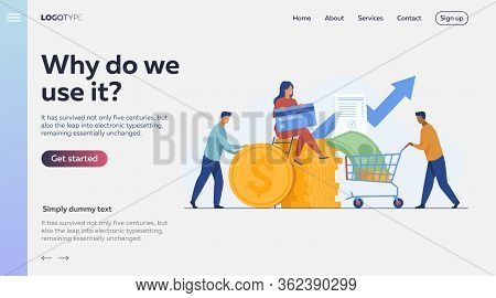People Investing Their Money In Venture Fund Vector Illustration. Business People Financing High Pot