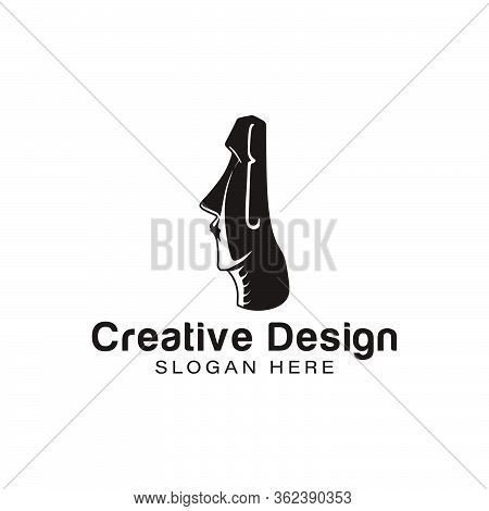 Moai Stones Face Logo Ideas. Inspiration Logo Design. Template Vector Illustration. Isolated On Whit