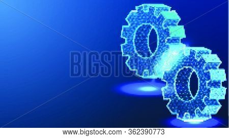 Two Gear, Cog Wheel. Transmission Concept. Mechanical Technology Machine, Industry Development, Engi