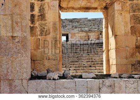 Amphitheater In The Ancient Roman City Of Gerasa In Jerash, Jordan