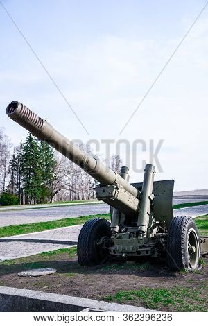 Artillery, Green Gun, Artillery Cannon Gun Ordnance For Soldier Warrior In The World War In The Park