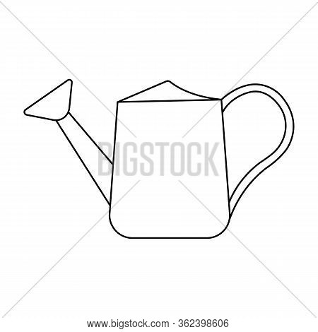 Vector silhouette of a watering can for the garden on a white background. For agriculture and watering plants and vegetables. Flat design objects without fill. Vector and stock illustration.