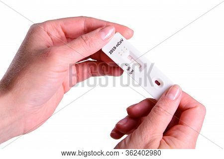 Rapid Covid-19 Coronavirus Strip Test Cassette For Antibody Or Sars-cov-2 Virus Disease In Hands Epi