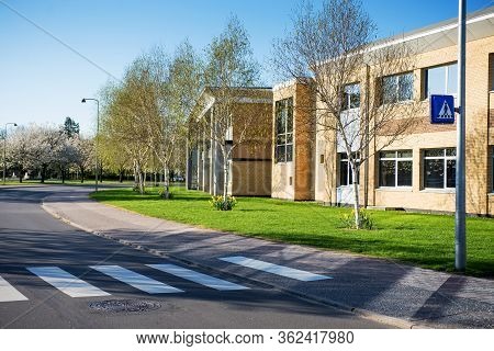 Billund, Denmark - 25 April 2014: Small Cozy City Billund. Houses Around Legoland In Billund