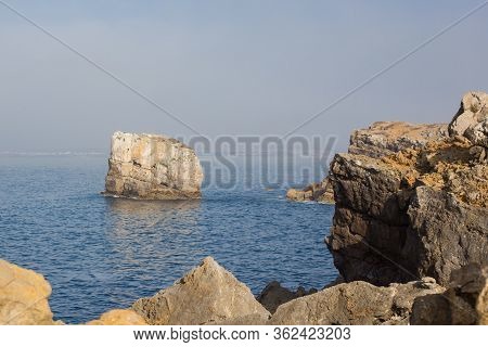 Papoa Cliffs And Sea In Peniche. Portugal