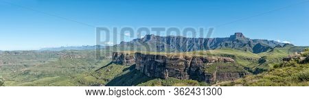 Panoramic View Of The Northern Drakensberg As Seen From The Top Of The Crack. The Amphitheatre Is Vi