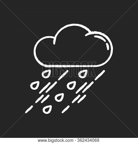 Showers Chalk White Icon On Black Background. Rainy Season, Weather Forecasting, Meteorology. Strong