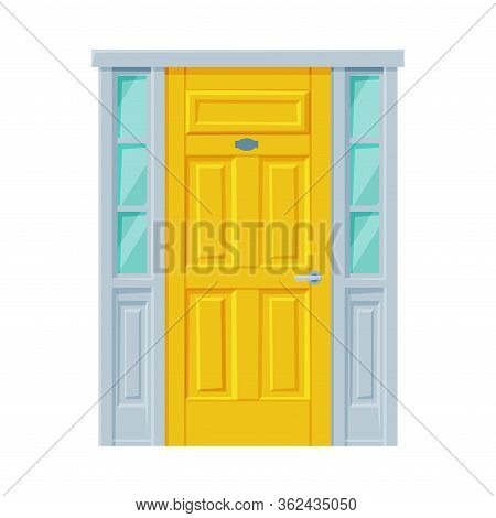 Classic Yellow Door, Facade Architactural Design Element Vector Illustration