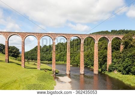 Leaderfoot Viaduct.  Leaderfoot Viaduct Is A Railway Viaduct Over The River Tweed In The Scottish Bo
