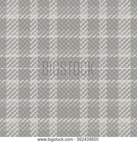 Plaid Seamless Vector Pattern Background. Modern Tartan Style With Twill Effect Backdrop. Repeat Gin
