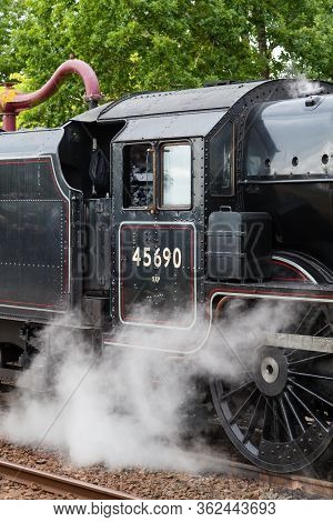 Appleby, England - August 27:  A Close Up Of Steam Train 45690, Leander, At Appleby In Cumbria, Engl