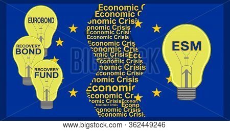 Vector Illustration On The Division Of European Countries On The Financial Solutions To Be Used Agai