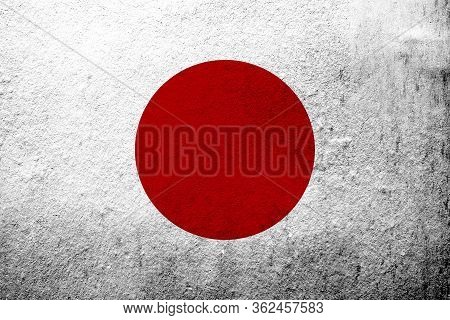 National Flag Of Japan Nisshoki (hinomaru). Grunge Background