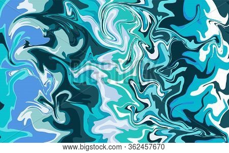 Marble Texture Banner. Blue Strokes Of Paint Wave. Fluid Texture. Stains, Splash, Water, Ocean, Sea,