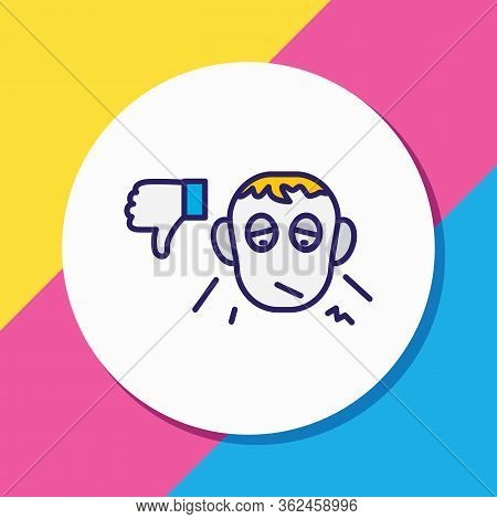 Vector Illustration Of Pessimistic Icon Colored Line. Beautiful Emoji Element Also Can Be Used As Di