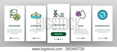 Medical Test Analysis Onboarding Icons Set Vector. Health Medical Test Blood And Sperm, Feces And Mu