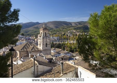Caravaca, Spain - November 17, 2017: Panorama Of The City Of Caravaca De La Cruz And Conifers In The