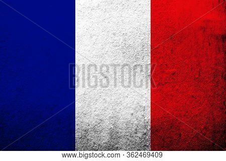 The National Flag Of France. Grunge Background