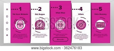 Kitchen Timer Tool Onboarding Icons Set Vector. Electronic And Mechanical Timer For Measurement And 