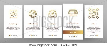 Kitchen Timer Tool Onboarding Icons Set Vector. Electronic And Mechanical Timer For Measurement And 