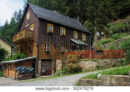 Traditional Upper Lusation House Spotted In The Kirnitzsch Valley Of Sebnitz Ottendorf, Germany