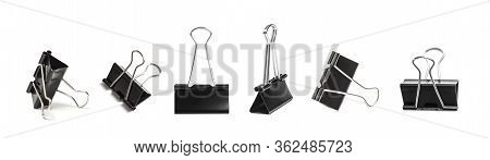 Paper Clip Complect Isolated On White Background.