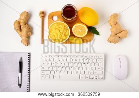 .natural Medicine. The Workspace Of A Blogger Medic. Immunostimulating Products: Lemon, Honey, Ginge