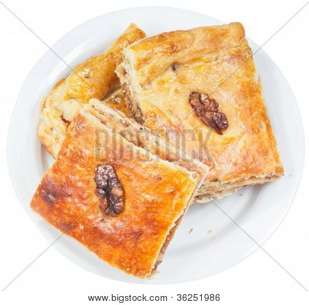 ウォルナット板の Pakhlava 甘いデザート