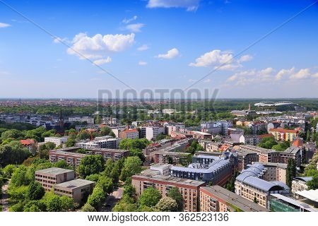 Leipzig City, Germany Aerial View. Cityscape With Zentrum District.