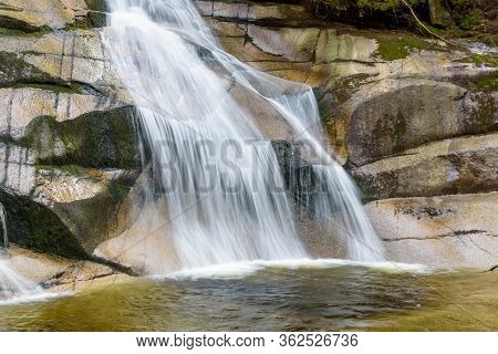 Closeup Of Mumlava Waterfall Near Harrachov In Czech Giant Mountains