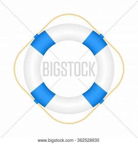 Realistic Style, Set Lifebuoy Isolated On White Background. Vector Stock Illustration.