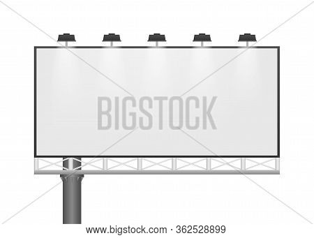 Billboard On Light Background. Empty White Vector Horizontal Poster Template. Template For Marketing