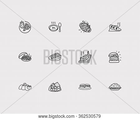 American Food Icons Set. Maine And American Food Icons With Massachusetts, South Dakota And West Vir