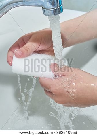 Wash Hands With Soap. Coronavirus Protect. Covid-2019 Prevention