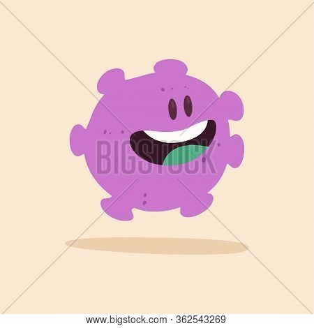 Happpy Virus Cartoon Over A Colored Background - Vector