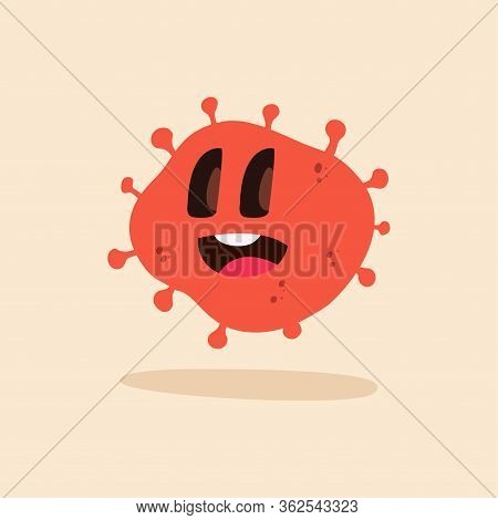 Happpy Virus Cartoon Over A Colored Background - Vector