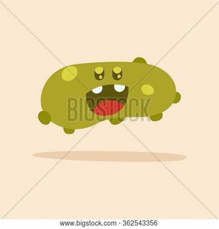 Happpy Virus Cartoon Over A Colored Background - Vector