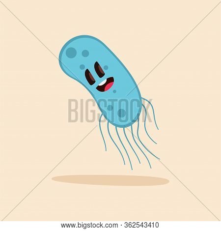 Happpy Virus Cartoon Over A Colored Background - Vector