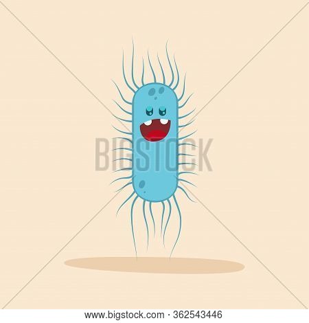 Happpy Virus Cartoon Over A Colored Background - Vector