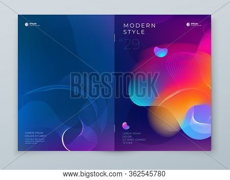 Liquid Abstract Cover Background Design. Fluid Dynamic Graphic Element For Modern Brochure, Banner, 