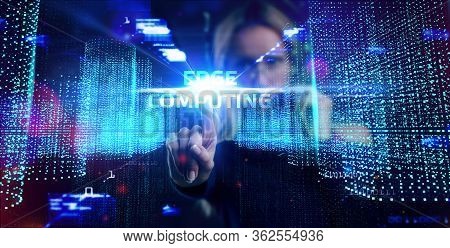 Edge Computing Modern It Technology On Virtual Screen. Business, Technology, Internet And Networking