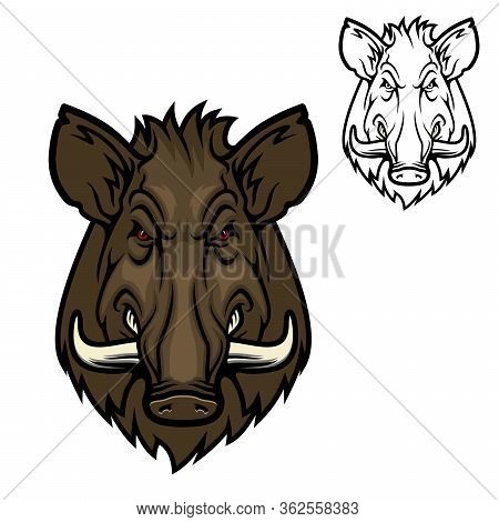 Boar Hog Wild Animal Muzzle, Vector Hunter Club Icon. Hunting Sport And Outdoor Safari Adventure, An