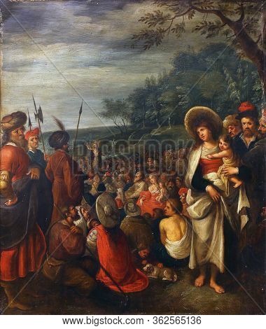 ZAGREB, CROATIA - DECEMBER 08: Frans Francken way: preaches of St. John the Baptist, December 08, 2014 in Zagreb, Croatia