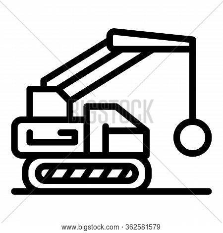 Excavator Wrecking Ball Icon. Outline Excavator Wrecking Ball Vector Icon For Web Design Isolated On
