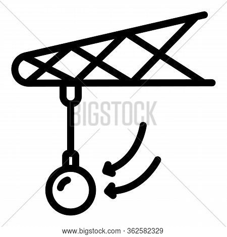 Metal Wrecking Ball Icon. Outline Metal Wrecking Ball Vector Icon For Web Design Isolated On White B