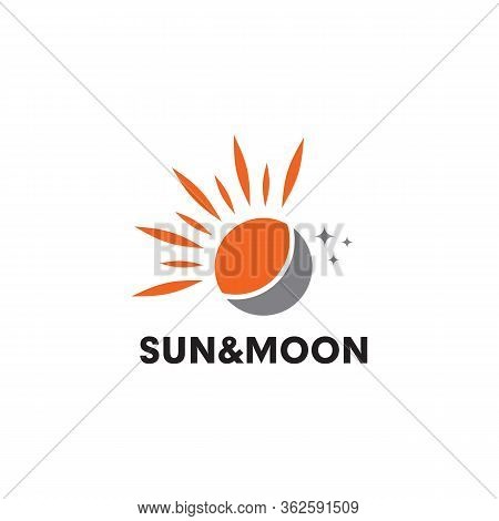 Sun And Moon Logo Design Icon Vector Template
