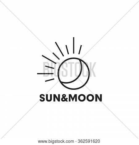 Sun And Moon Logo Design Icon Vector Template