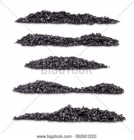 Plie Of Hawaiian Volcanic Black Salt On White Background