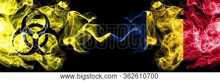 Quarantine In Chad, Chadian. Coronavirus Covid-19 Lockdown. Smoky Mystic Flag Of Chad, Chadian With 
