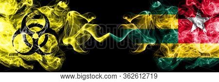 Quarantine In Togo, Togolese. Coronavirus Covid-19 Lockdown. Smoky Mystic Flag Of Togo, Togolese Wit